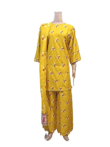 embroidered cotton dress 3 piece (zb 10)